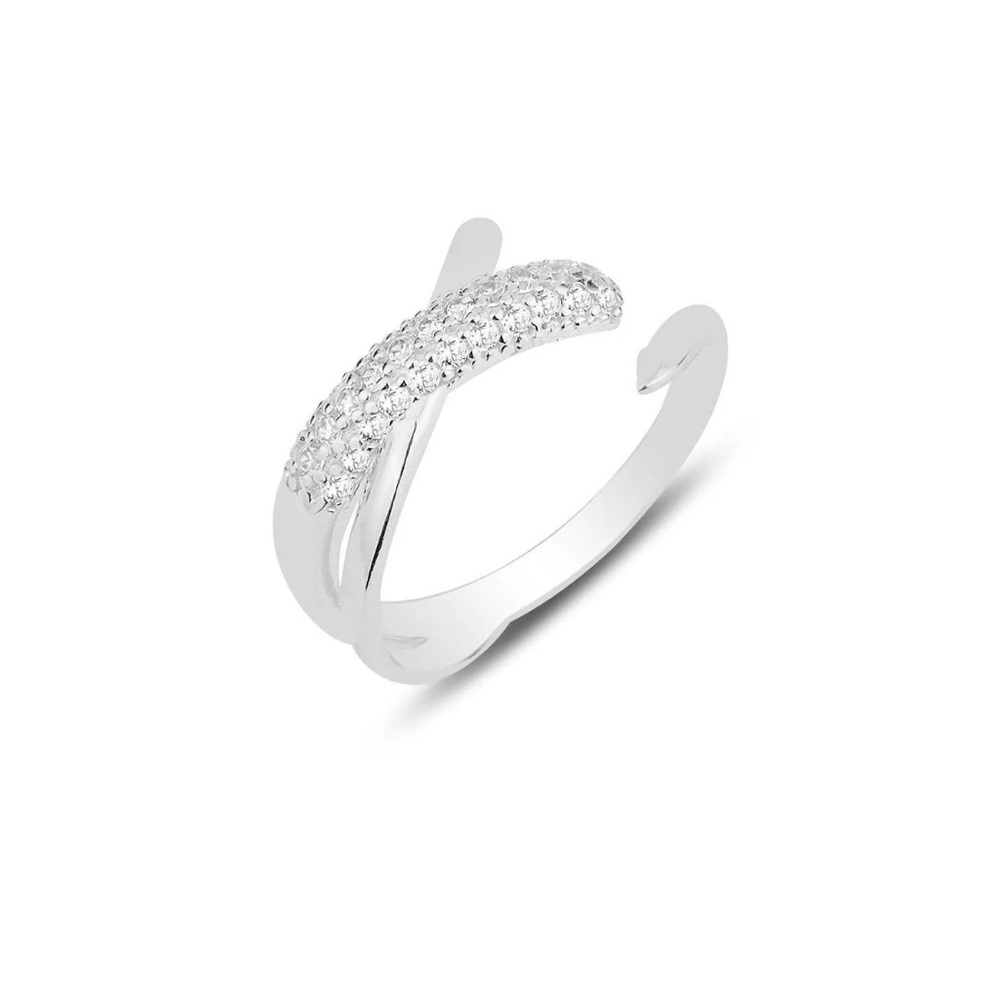 Modern Silver Asymmetrical Ring with Open Design
